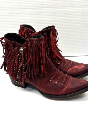 Lane Suzanne Red Fringe Boots Sz 9